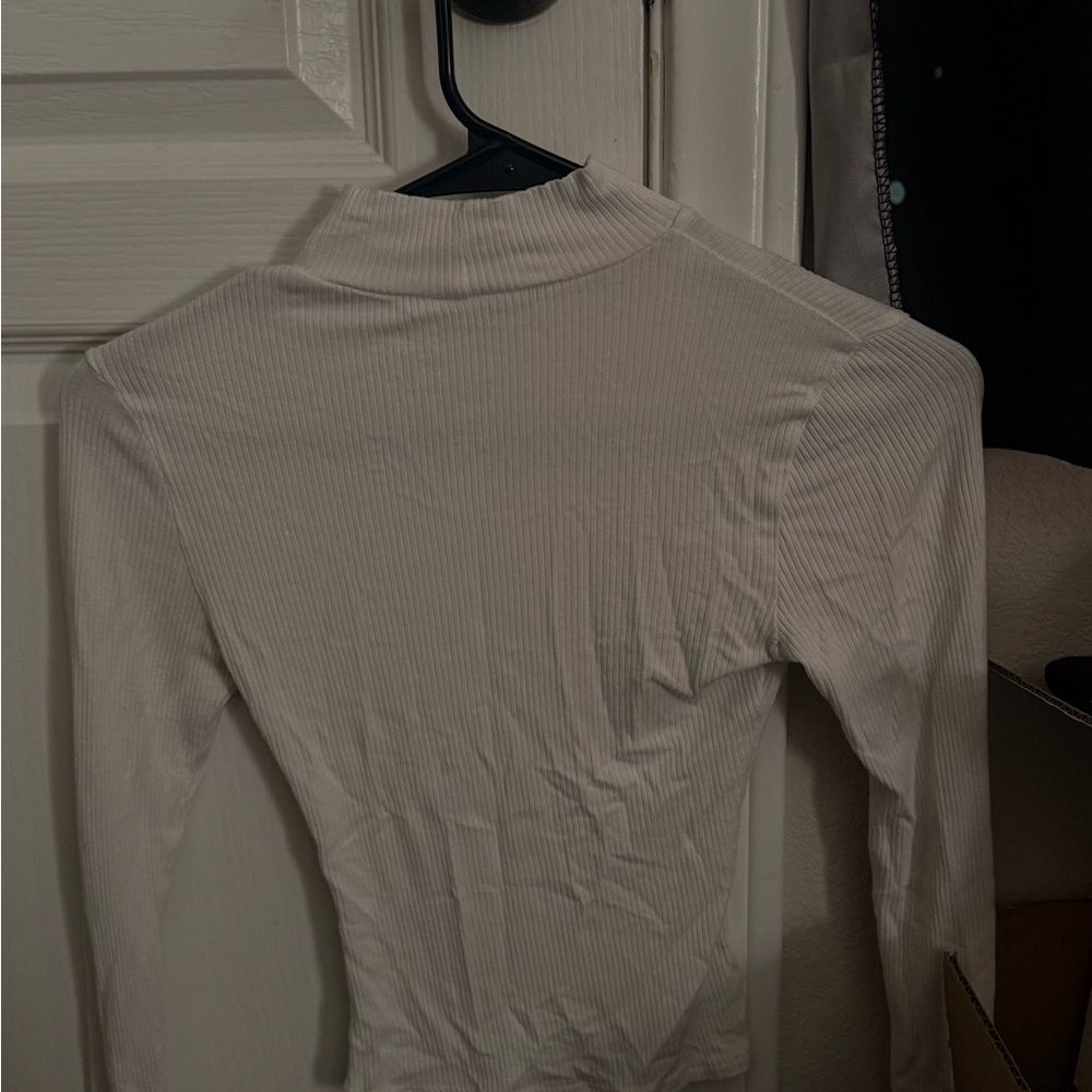 Elegant Cream Ribbed Women's Top